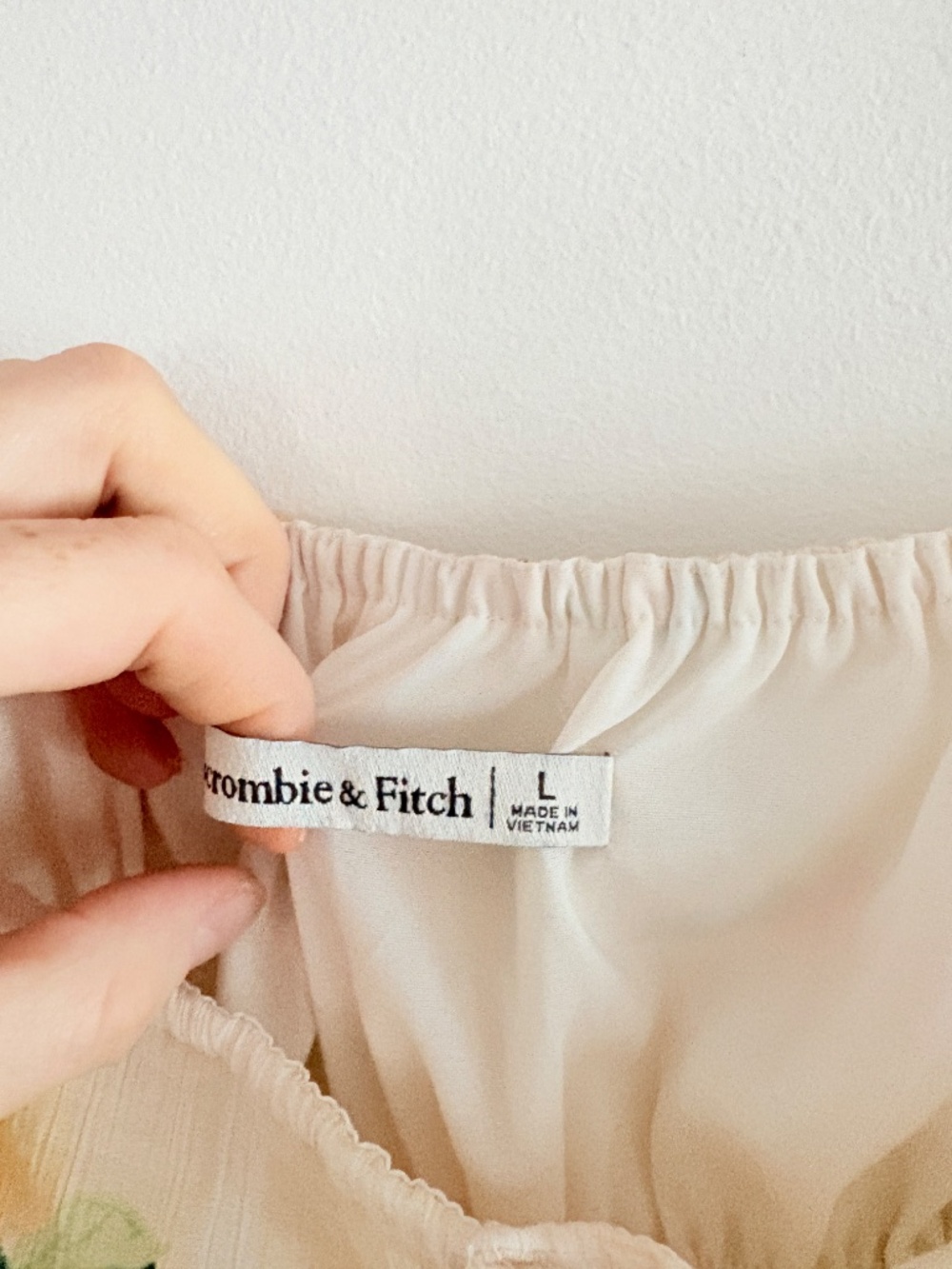 Abercrombie & Fitch Fruit Print Tie Front Mini Dress Cream Peach Lemon Large - Picture 5 of 7